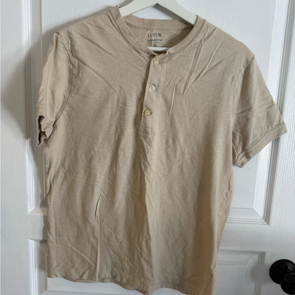J. Crew Men's Short Sleeve Henley in Tan